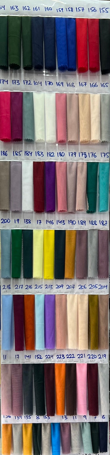 Indonesian soft tulle 58 inch numbered colour catalogue