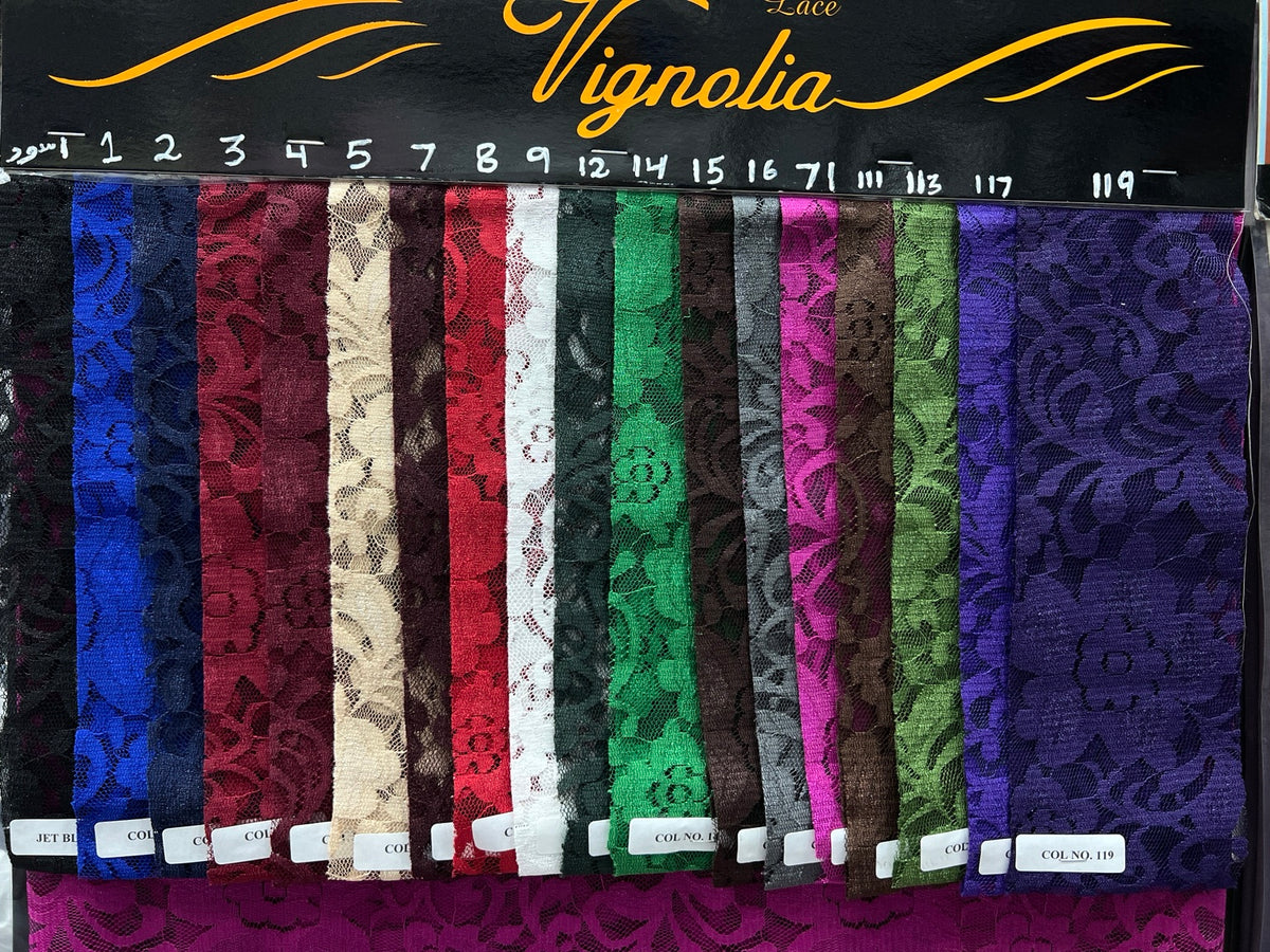 Indonesian Vignolia non-stretch floral lace colour catalogue